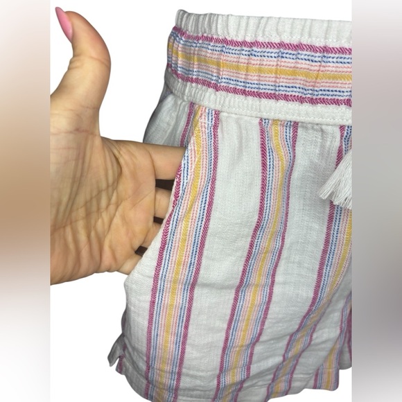 Gap women’s Linen cotton Blend sz XS Pink Stripe Shorts Drawstring preloved - Picture 2 of 7